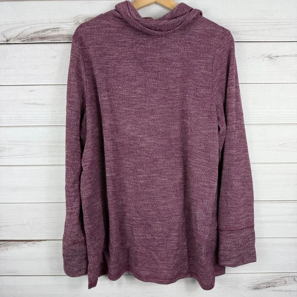 Sonoma Cowl‎ Neck Pullover Purple Size XL Pockets Womens